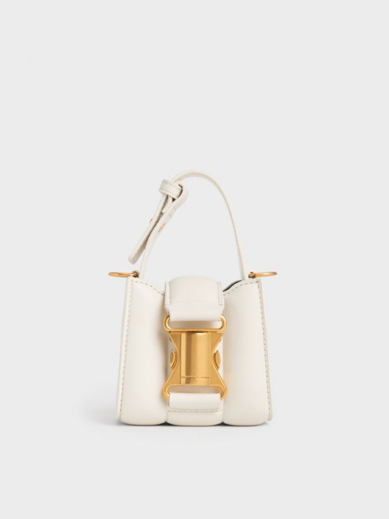 μίνι τσάντες Charles And Keith Ivy Top Handle κρέμα | 06194-SUFI