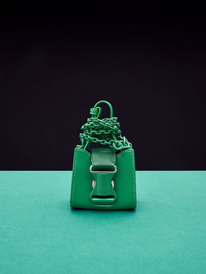 μίνι τσάντες Charles And Keith Ivy Top Handle πρασινο | 10652-JGCM