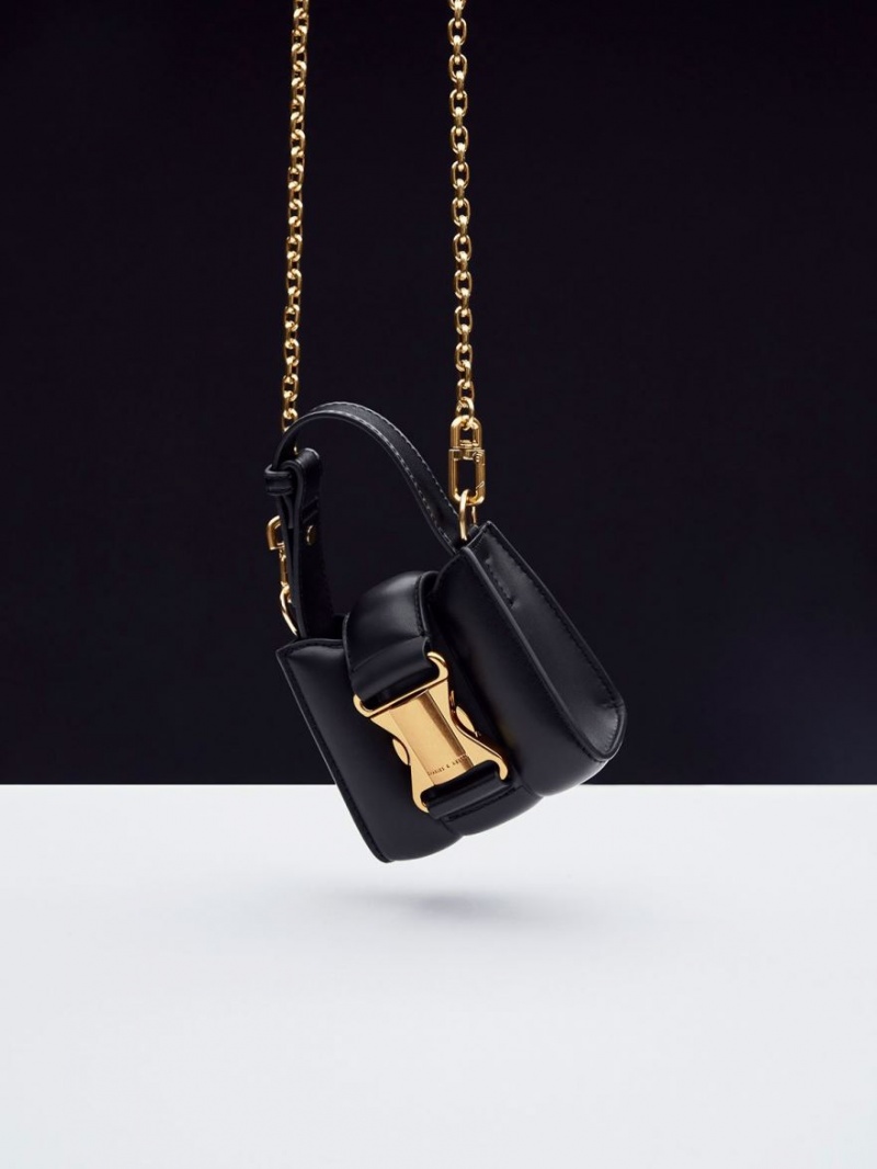 μίνι τσάντες Charles And Keith Ivy Top Handle μαυρα | 20578-XMIW