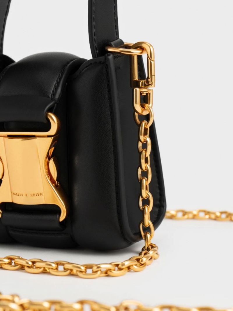 μίνι τσάντες Charles And Keith Ivy Top Handle μαυρα | 20578-XMIW