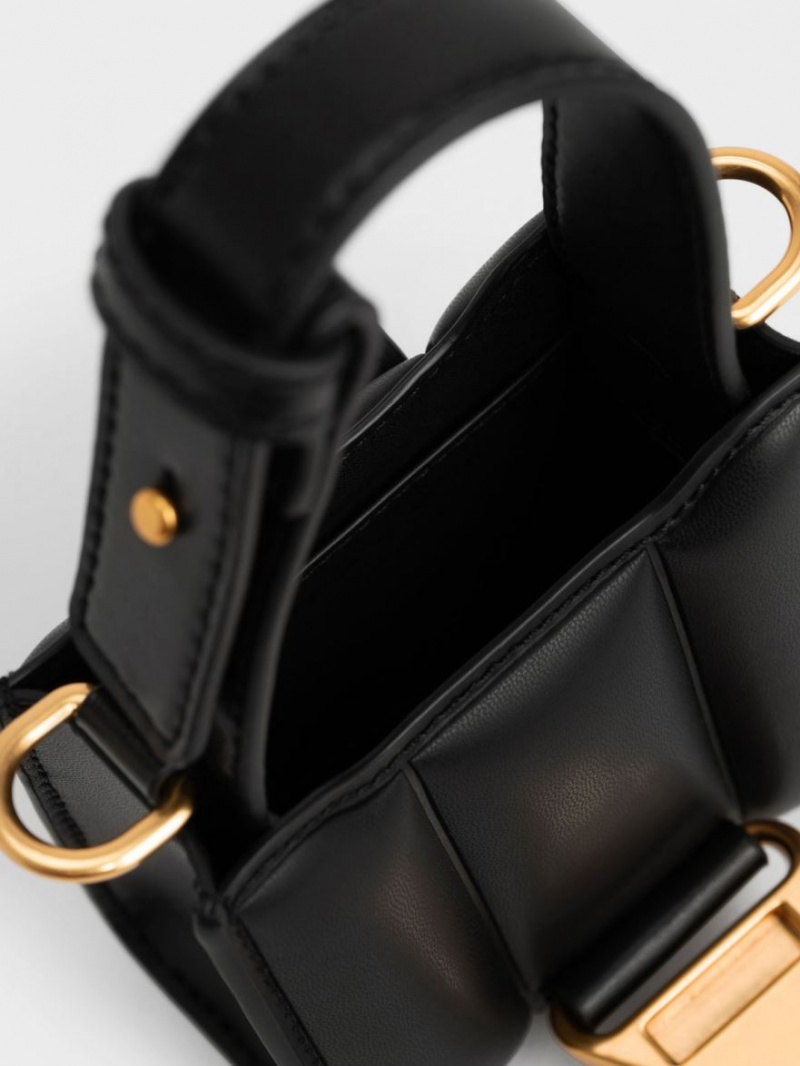 μίνι τσάντες Charles And Keith Ivy Top Handle μαυρα | 20578-XMIW