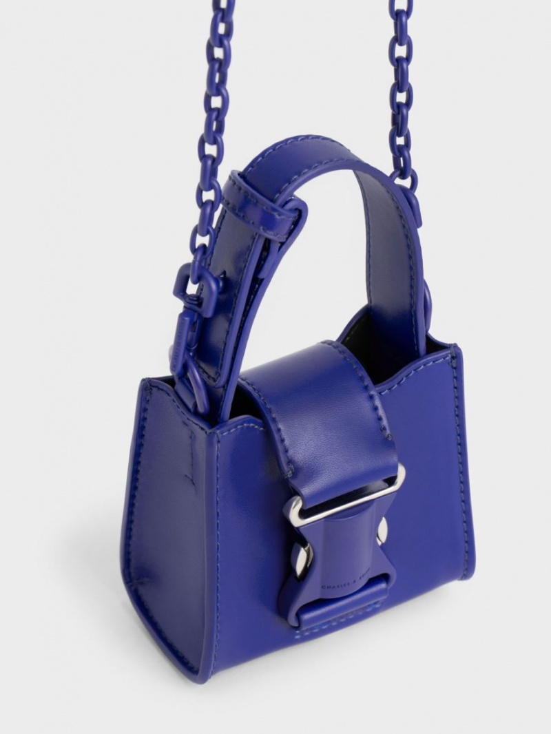 μίνι τσάντες Charles And Keith Ivy Top Handle μπλε | 60214-FKNW