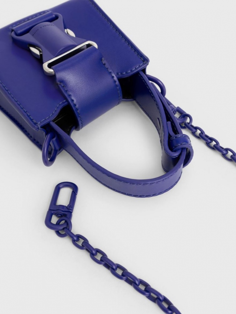 μίνι τσάντες Charles And Keith Ivy Top Handle μπλε | 60214-FKNW