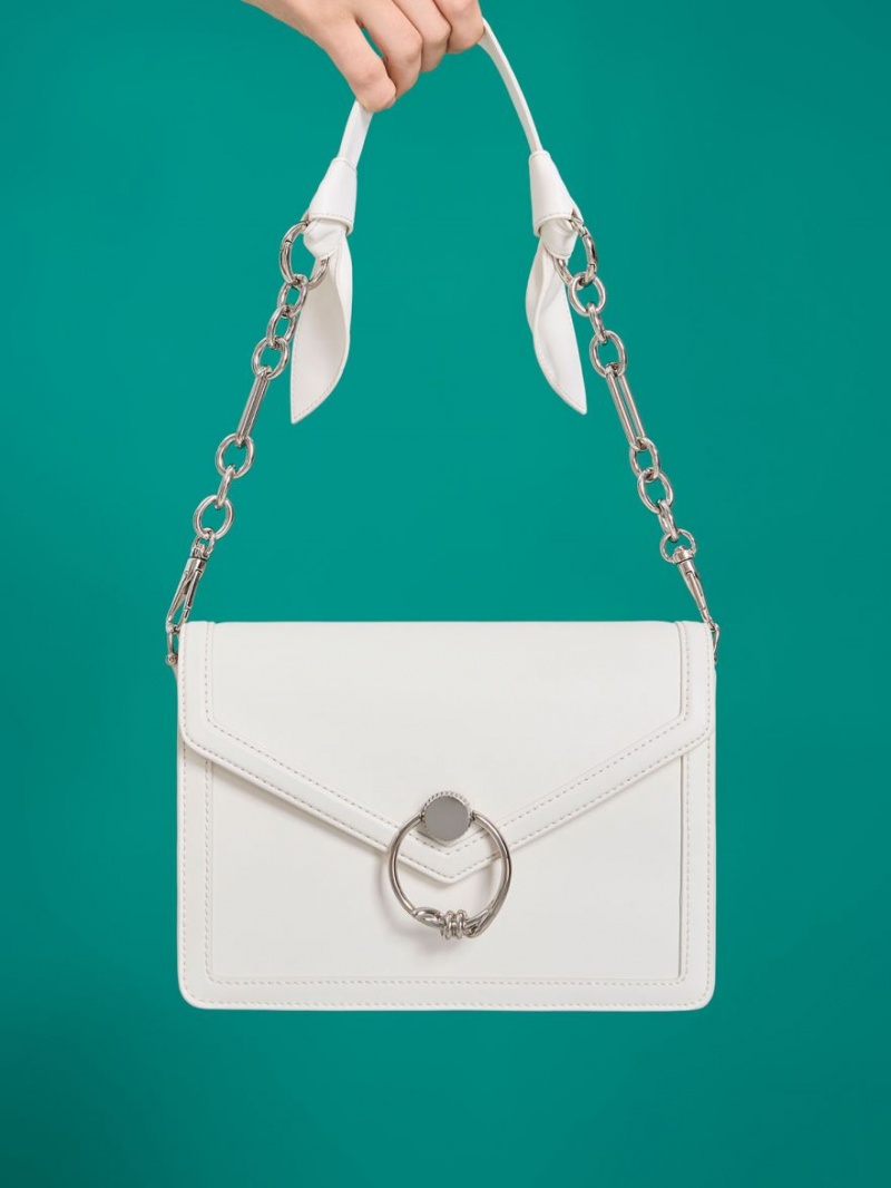 τσάντεσ ώμου Charles And Keith Joelle Envelope ασπρα | 32801-AOGL