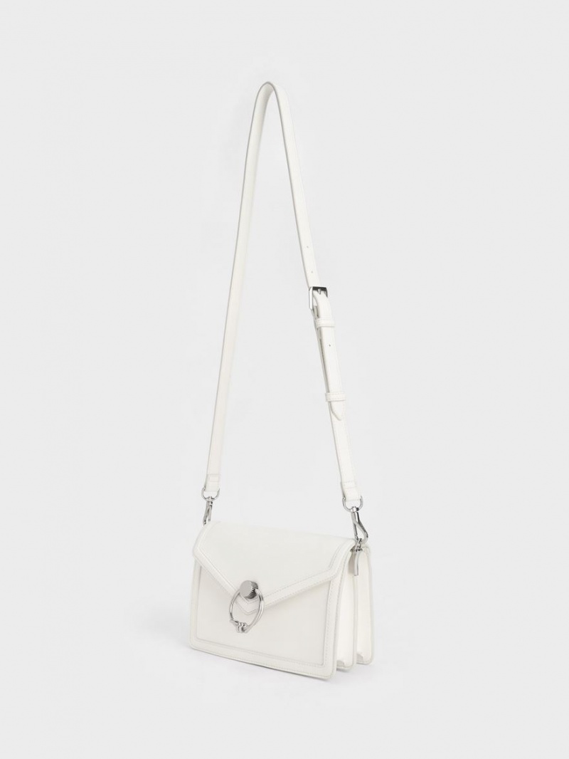 τσάντεσ ώμου Charles And Keith Joelle Envelope ασπρα | 32801-AOGL