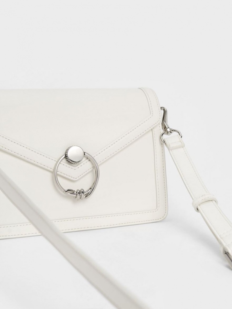 τσάντεσ ώμου Charles And Keith Joelle Envelope ασπρα | 32801-AOGL