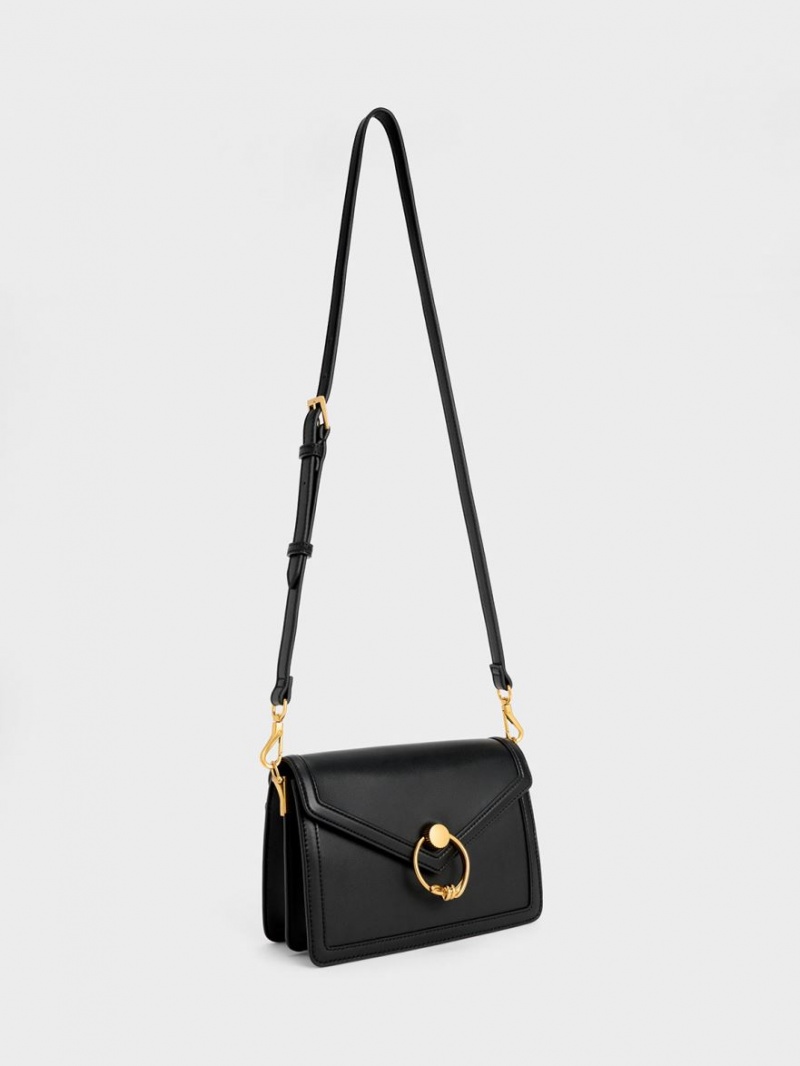 τσάντεσ ώμου Charles And Keith Joelle Envelope μαυρα | 96324-FDUR