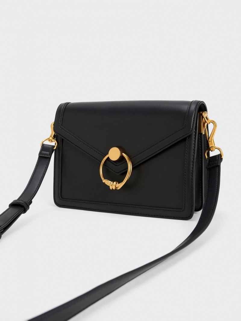 τσάντεσ ώμου Charles And Keith Joelle Envelope μαυρα | 96324-FDUR