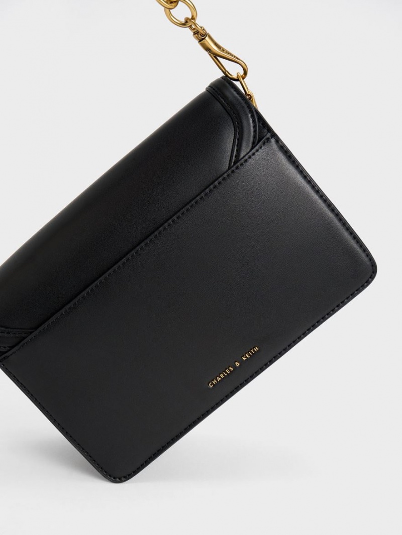τσάντεσ ώμου Charles And Keith Joelle Envelope μαυρα | 96324-FDUR