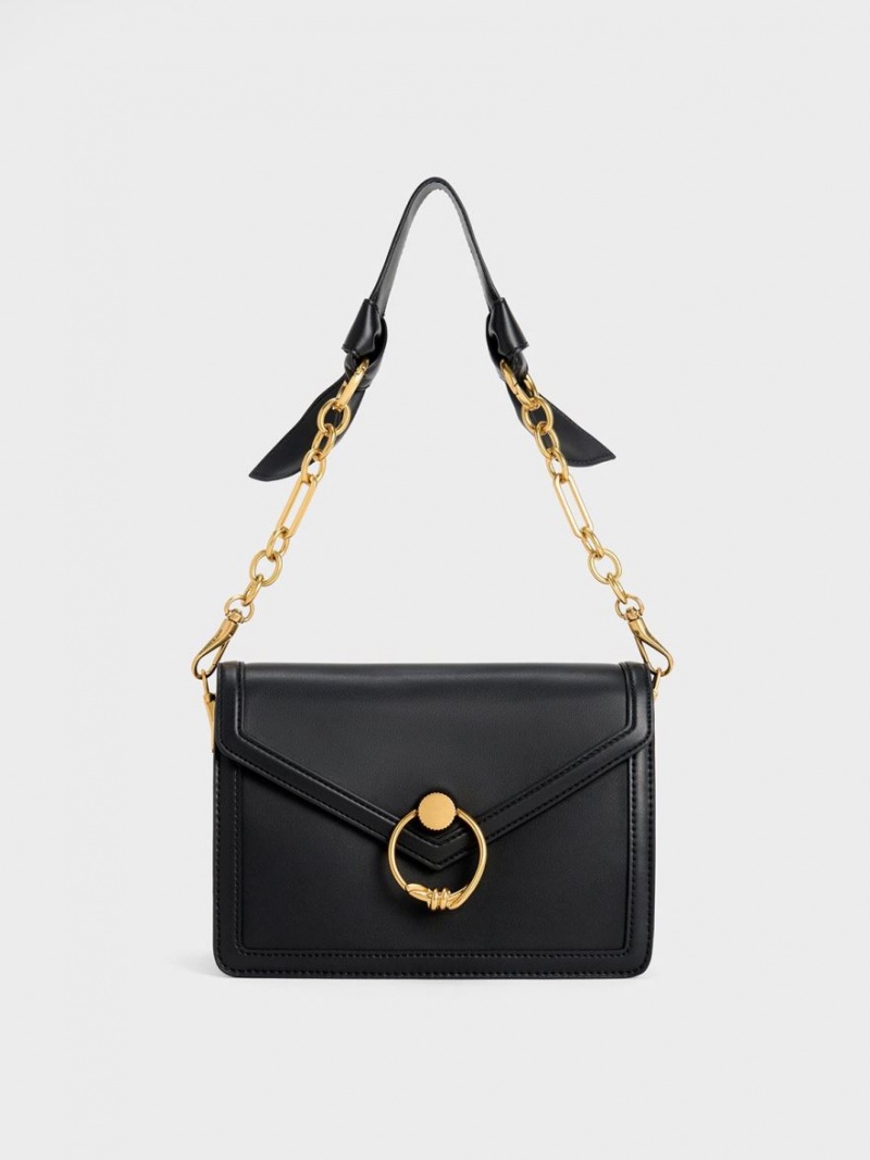 τσάντεσ ώμου Charles And Keith Joelle Envelope μαυρα | 96324-FDUR