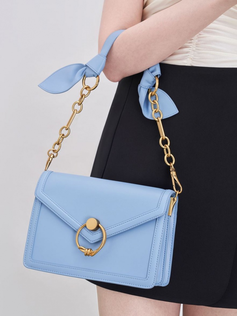 τσάντεσ ώμου Charles And Keith Joelle Envelope ανοιχτο μπλε | 93186-DZUR
