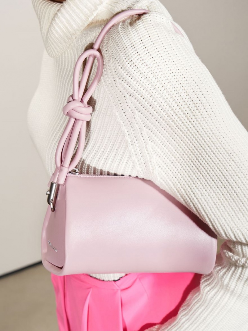 τσάντεσ ώμου Charles And Keith Knotted Handle ροζ | 34271-YXVB