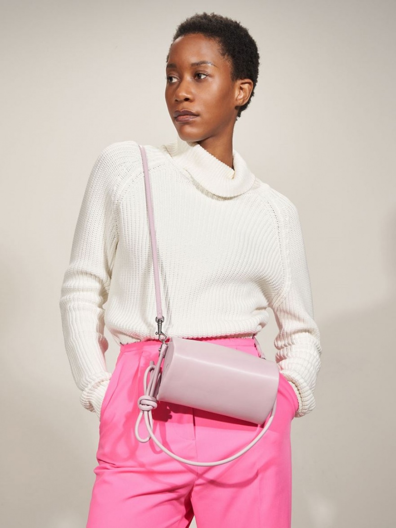 τσάντεσ ώμου Charles And Keith Knotted Handle ροζ | 34271-YXVB