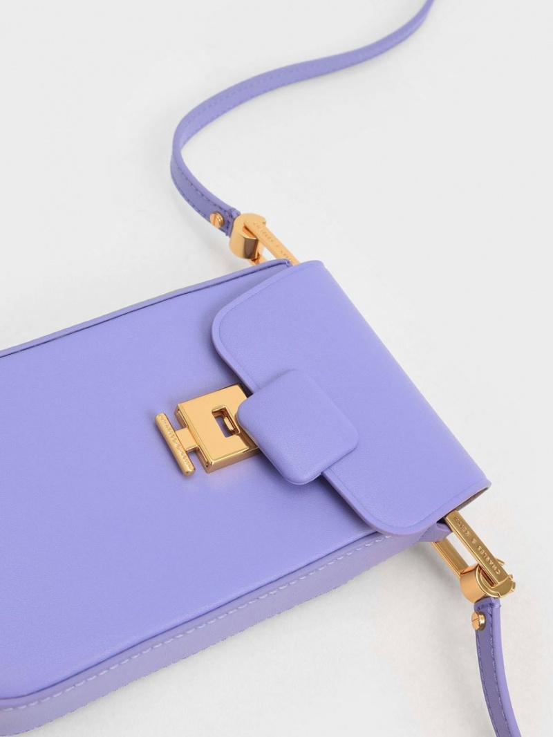 τσάντεσ ώμου Charles And Keith Koa Elongated Wristlet μωβ | 58012-VAEP