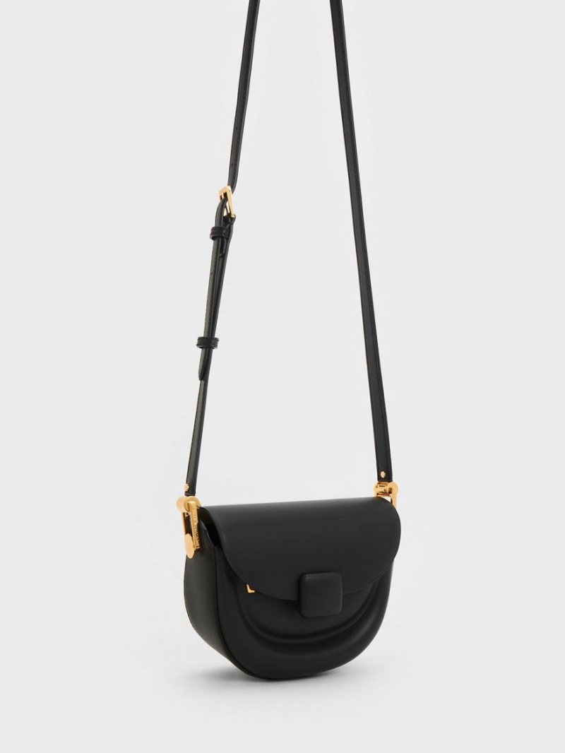 Τσάντες Σέλας Charles And Keith Koa Half-Moon μαυρα | 12934-GLCO