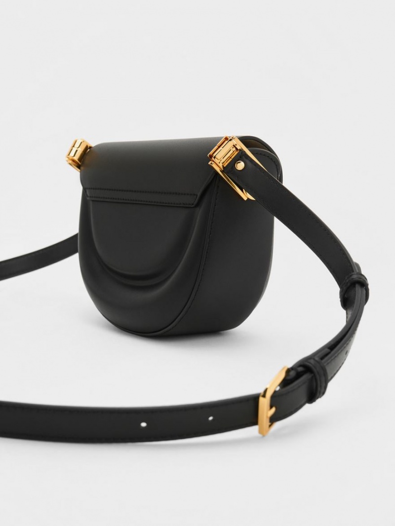 Τσάντες Σέλας Charles And Keith Koa Half-Moon μαυρα | 12934-GLCO