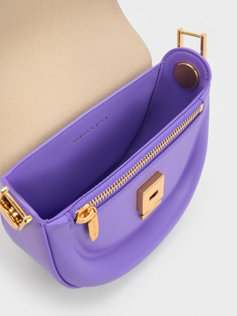 Τσάντες Σέλας Charles And Keith Koa Half-Moon μωβ | 26837-NOKA