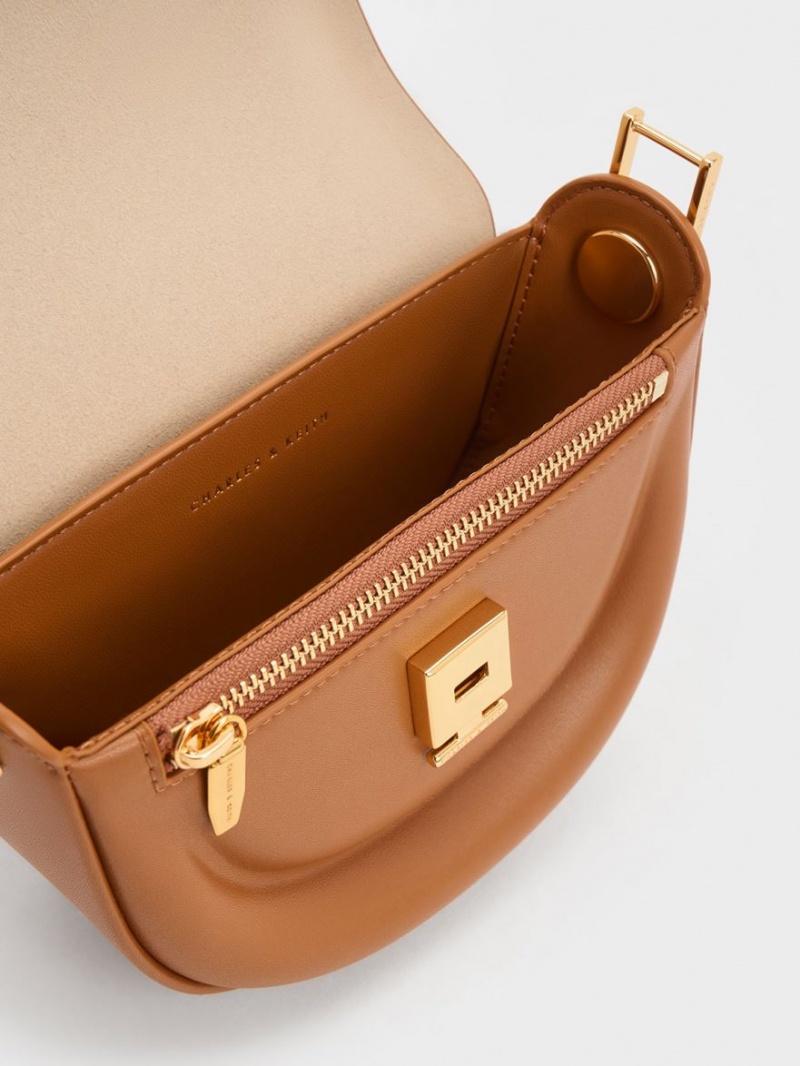 Τσάντες Σέλας Charles And Keith Koa Half-Moon σοκολάτα | 32548-UQEN