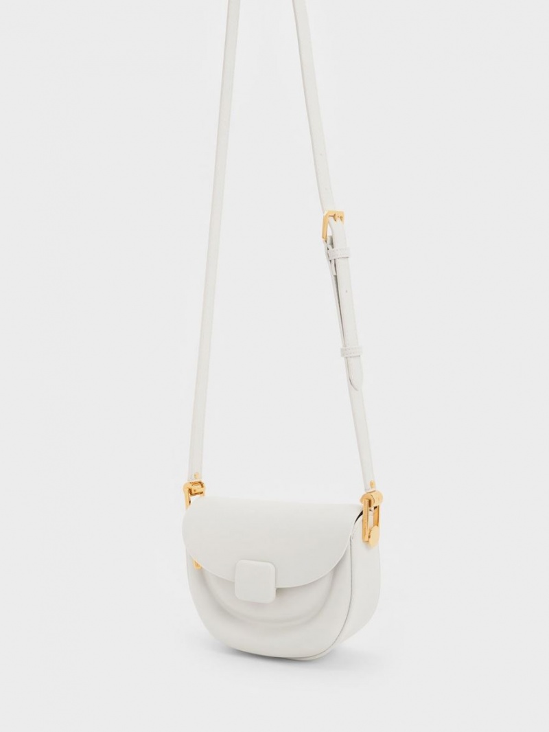 Τσάντες Σέλας Charles And Keith Koa Half-Moon ασπρα | 67459-ZYOI