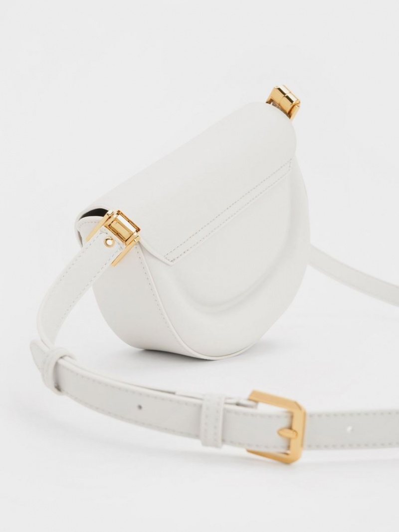 Τσάντες Σέλας Charles And Keith Koa Half-Moon ασπρα | 67459-ZYOI