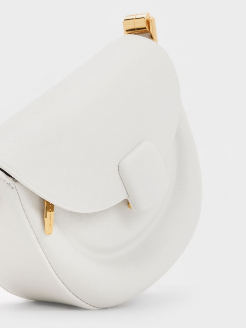 Τσάντες Σέλας Charles And Keith Koa Half-Moon ασπρα | 67459-ZYOI