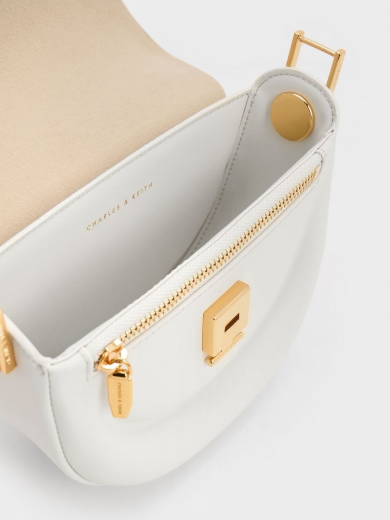 Τσάντες Σέλας Charles And Keith Koa Half-Moon ασπρα | 67459-ZYOI