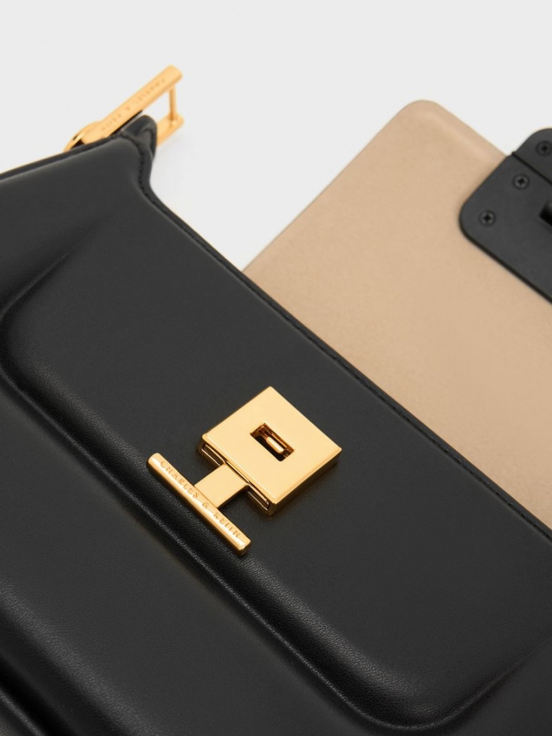 τσαντα χειροσ Charles And Keith Koa Push-Lock Top μαυρα | 09271-DNUQ