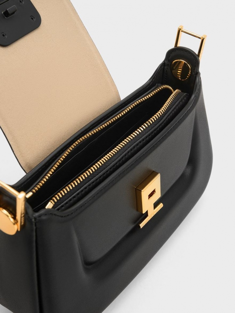 τσαντα χειροσ Charles And Keith Koa Push-Lock Top μαυρα | 09271-DNUQ