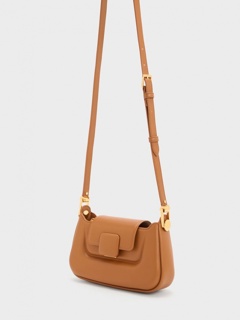τσαντα χειροσ Charles And Keith Koa Push-Lock Top σοκολάτα | 42716-OKQM