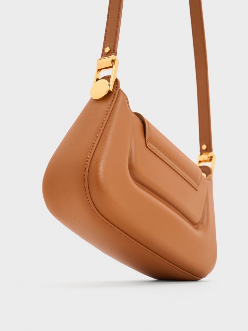 τσαντα χειροσ Charles And Keith Koa Push-Lock Top σοκολάτα | 42716-OKQM