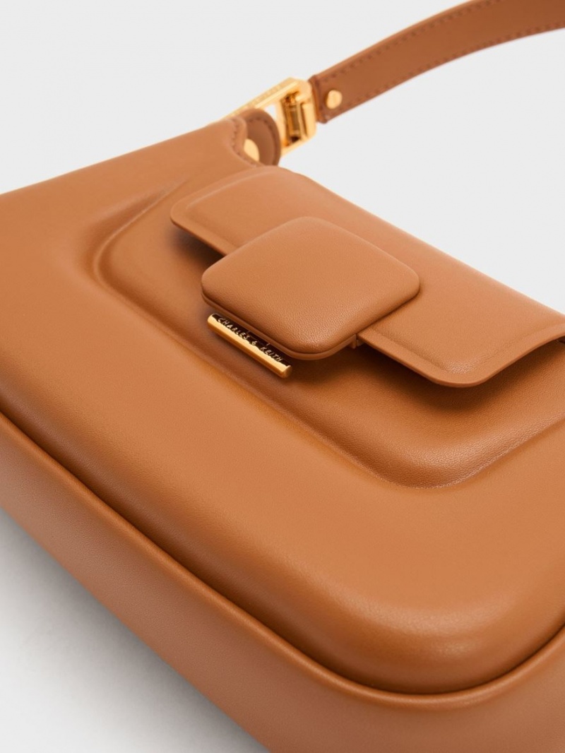τσαντα χειροσ Charles And Keith Koa Push-Lock Top σοκολάτα | 42716-OKQM