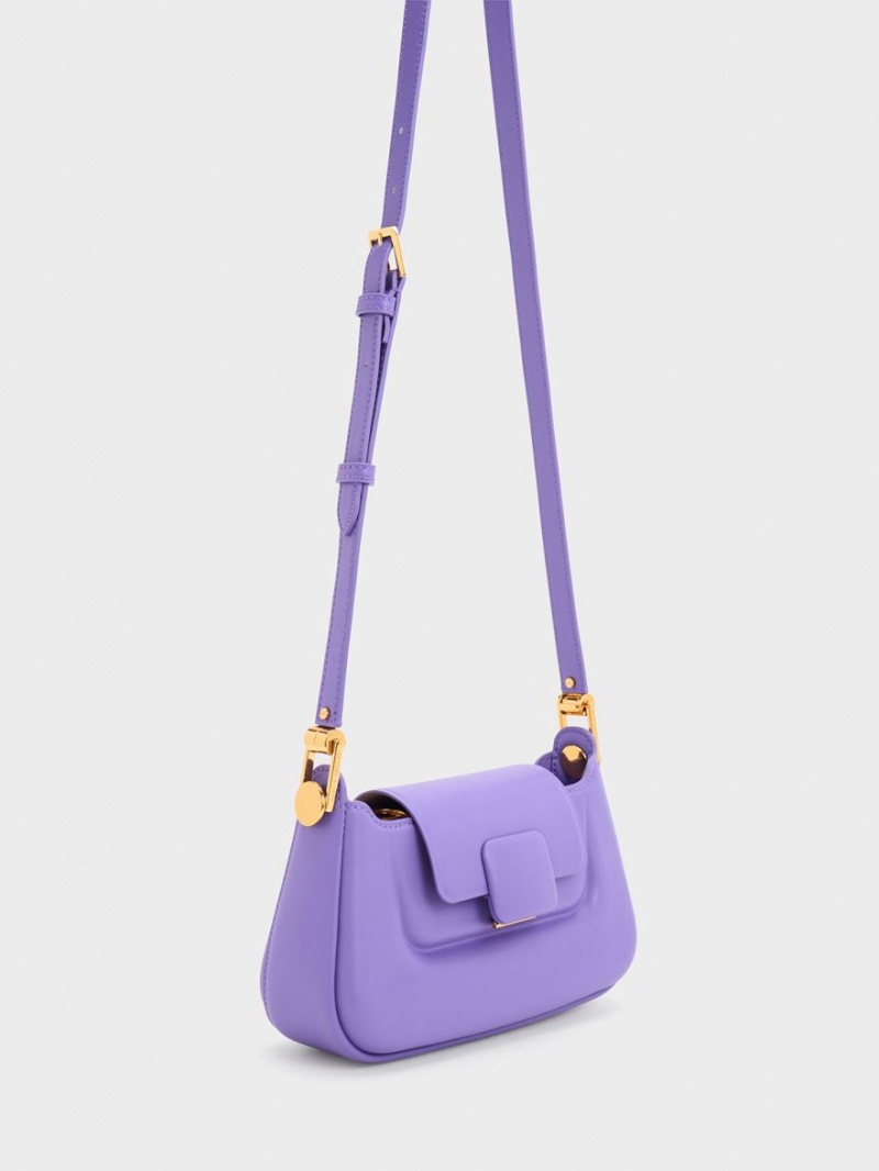τσαντα χειροσ Charles And Keith Koa Push-Lock Top μωβ | 46129-INSG