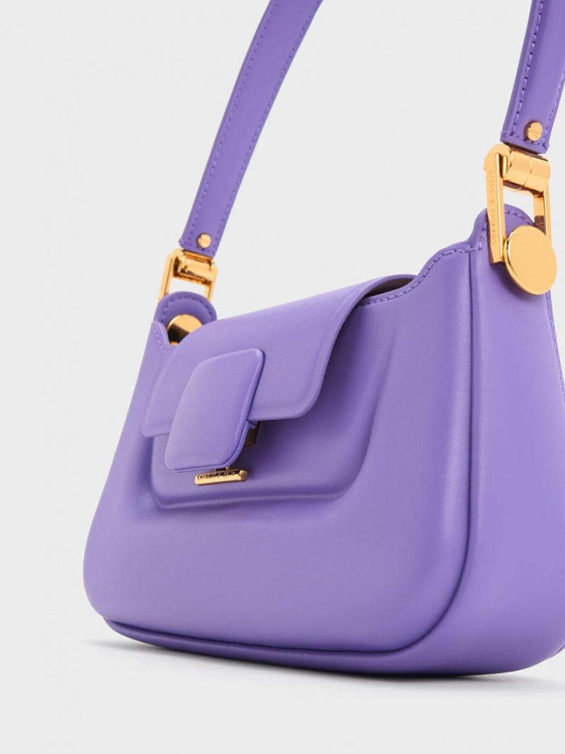 τσαντα χειροσ Charles And Keith Koa Push-Lock Top μωβ | 46129-INSG