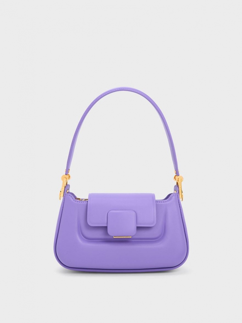 τσαντα χειροσ Charles And Keith Koa Push-Lock Top μωβ | 46129-INSG
