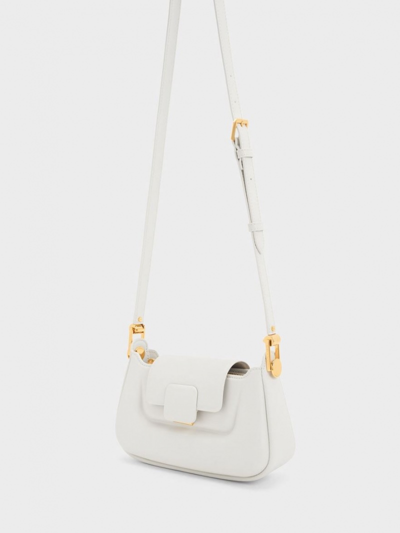 τσαντα χειροσ Charles And Keith Koa Push-Lock Top ασπρα | 75960-GWMN