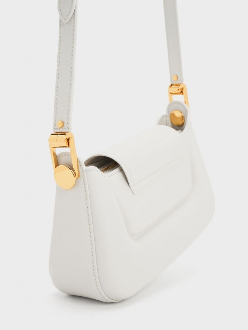τσαντα χειροσ Charles And Keith Koa Push-Lock Top ασπρα | 75960-GWMN