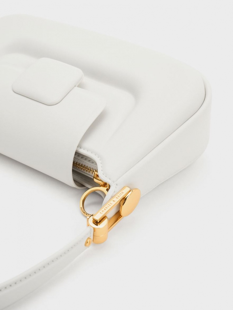 τσαντα χειροσ Charles And Keith Koa Push-Lock Top ασπρα | 75960-GWMN