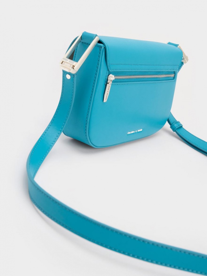 τσάντεσ ώμου Charles And Keith Koa Square Push-Lock μπλε | 48197-SQFK