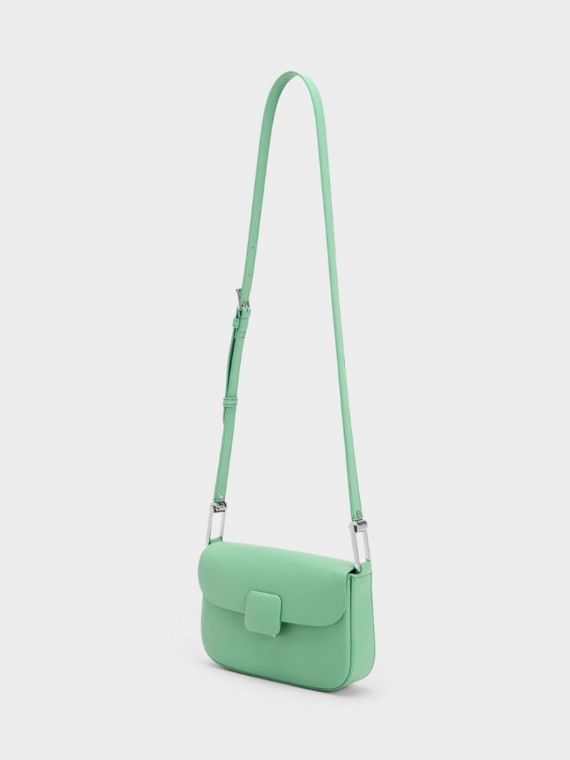 τσάντεσ ώμου Charles And Keith Koa Square Push-Lock πρασινο | 96527-DOIC