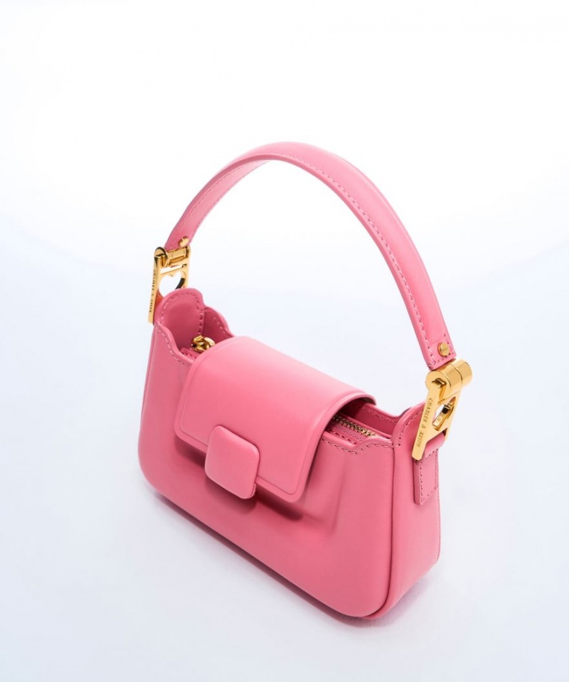 τσαντα χειροσ Charles And Keith Koa δερματινα Push-Lock Top ροζ | 57802-OGJF