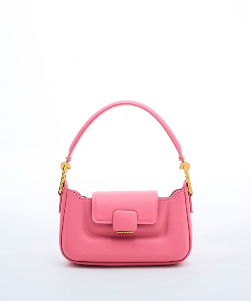 τσαντα χειροσ Charles And Keith Koa δερματινα Push-Lock Top ροζ | 57802-OGJF