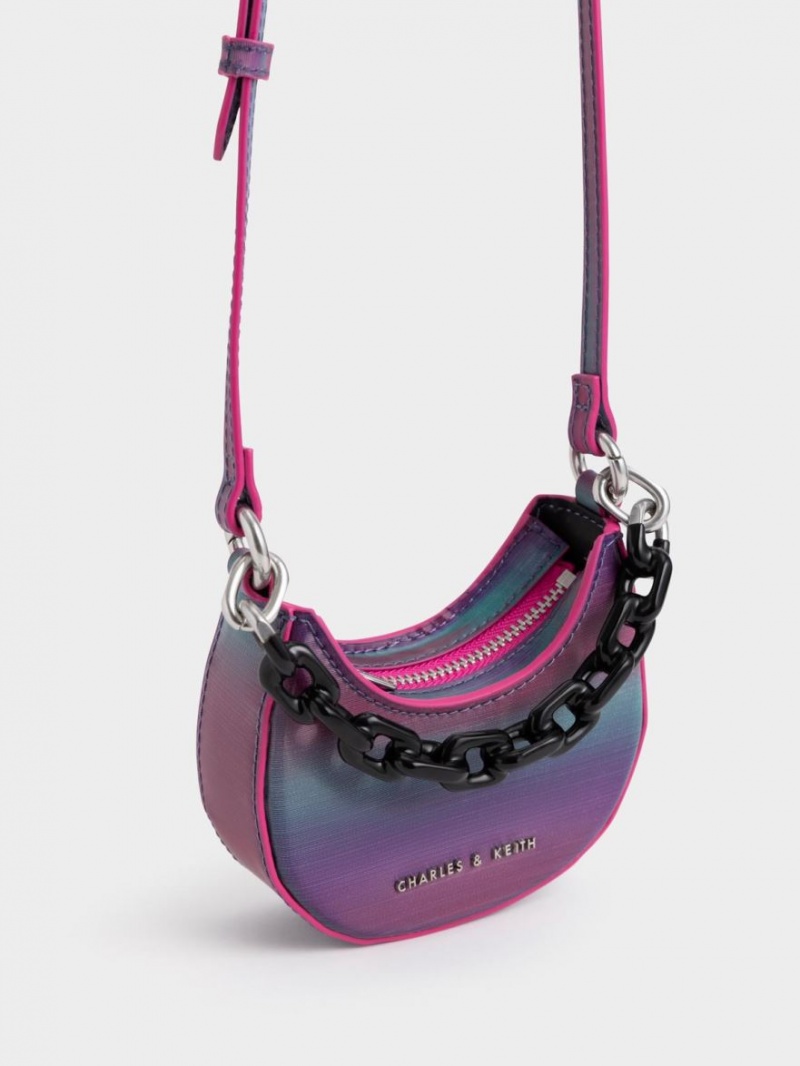μίνι τσάντες Charles And Keith Koi Chain Handle Ombre παγώνι | 96183-XRGO