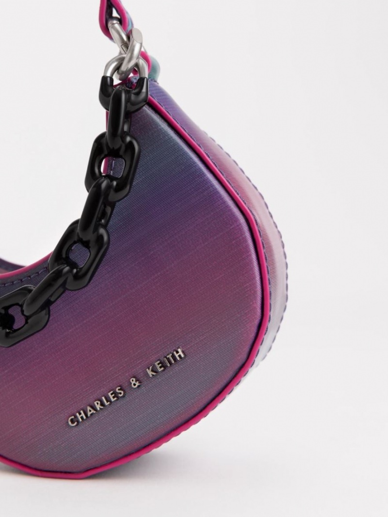 μίνι τσάντες Charles And Keith Koi Chain Handle Ombre παγώνι | 96183-XRGO