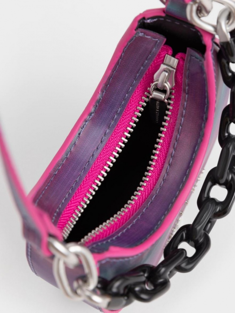 μίνι τσάντες Charles And Keith Koi Chain Handle Ombre παγώνι | 96183-XRGO