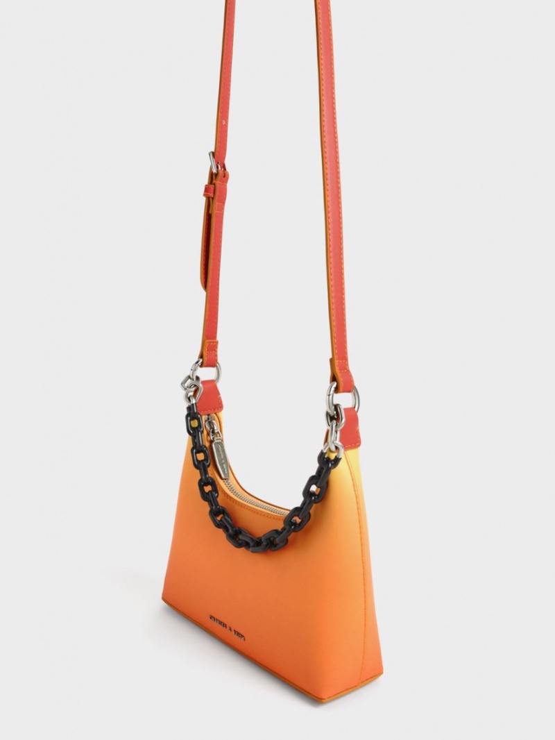 τσάντεσ ώμου Charles And Keith Koi Chain Handle πορτοκαλι | 39506-LVNO