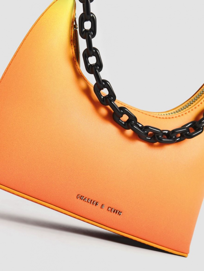 τσάντεσ ώμου Charles And Keith Koi Chain Handle πορτοκαλι | 39506-LVNO