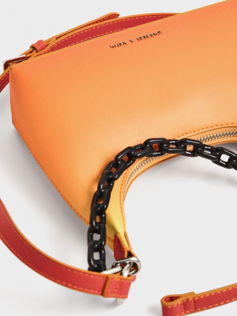 τσάντεσ ώμου Charles And Keith Koi Chain Handle πορτοκαλι | 39506-LVNO