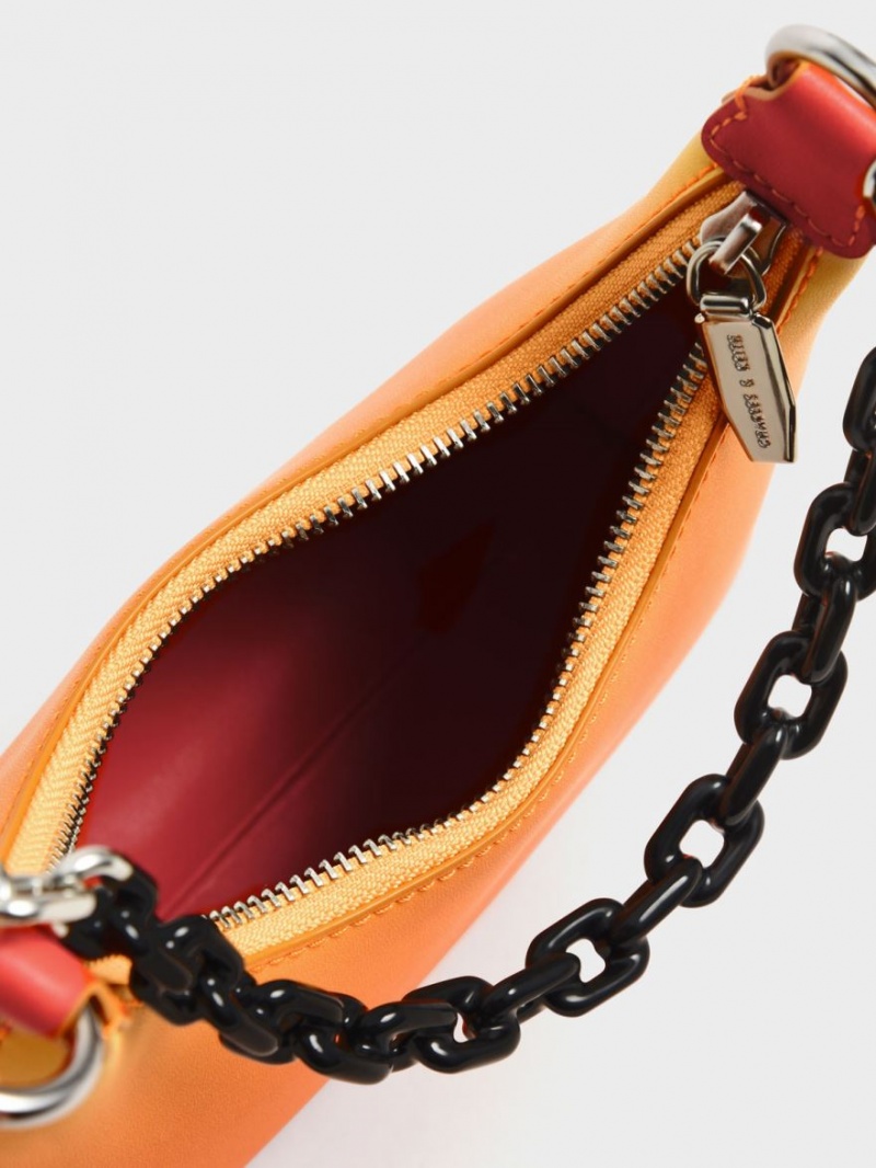 τσάντεσ ώμου Charles And Keith Koi Chain Handle πορτοκαλι | 39506-LVNO
