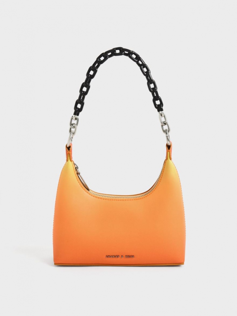 τσάντεσ ώμου Charles And Keith Koi Chain Handle πορτοκαλι | 39506-LVNO