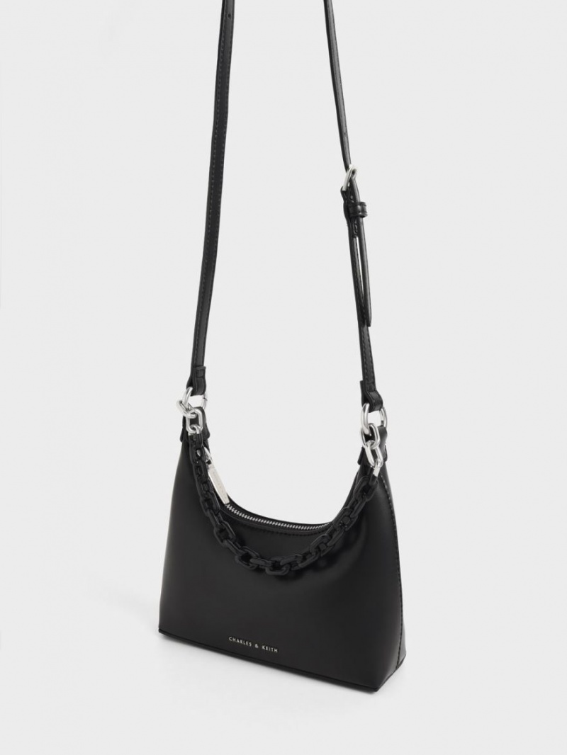 τσάντεσ ώμου Charles And Keith Koi Chain Handle μαυρα | 62513-VHAS